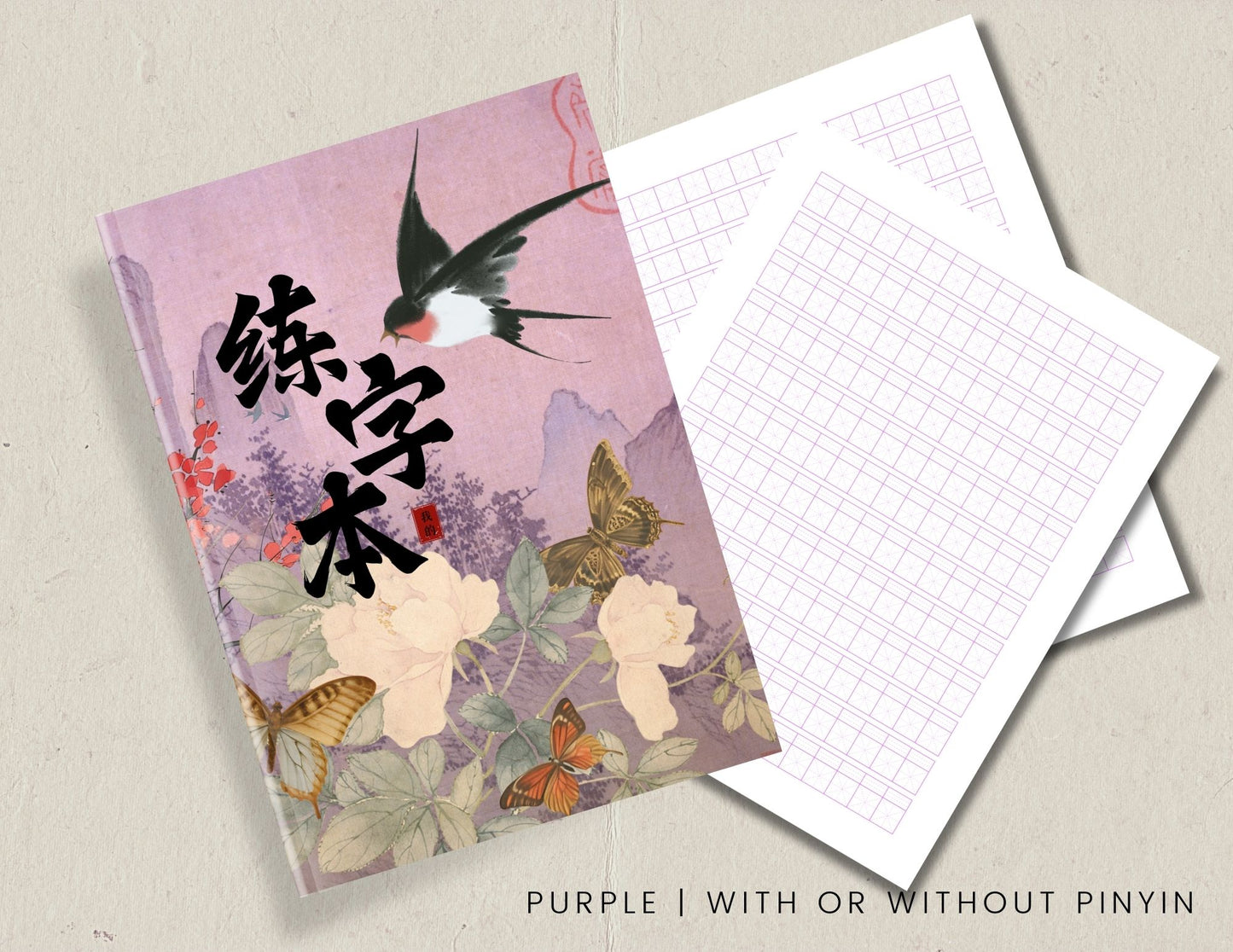 learn chinese with great chinese writing practice notebook. Mandarin study. With or without pinyin