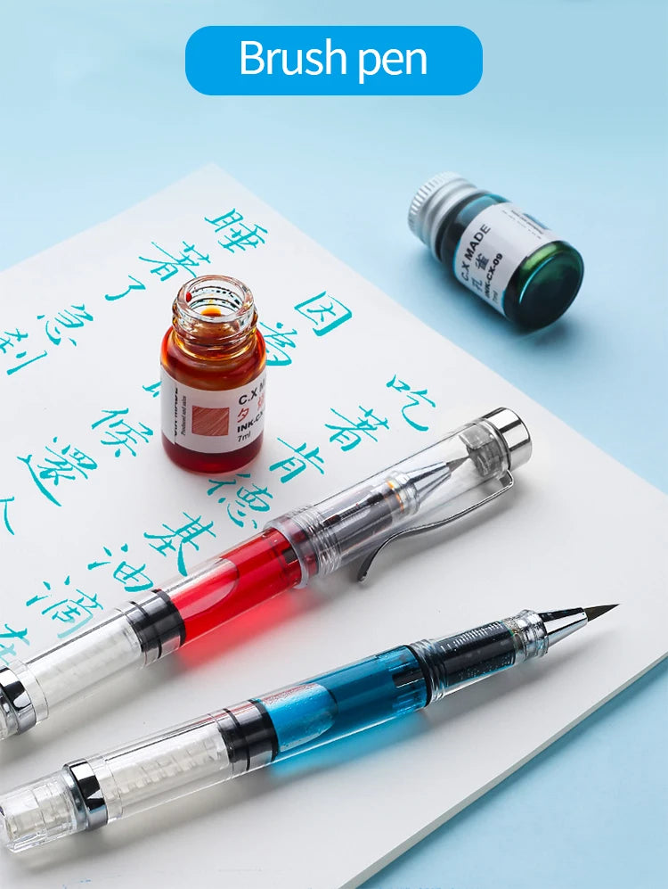 Chinese Transparent Beauty Calligraphy Brush Pen – Refillable Ink, Perfect for Writing & Signatures