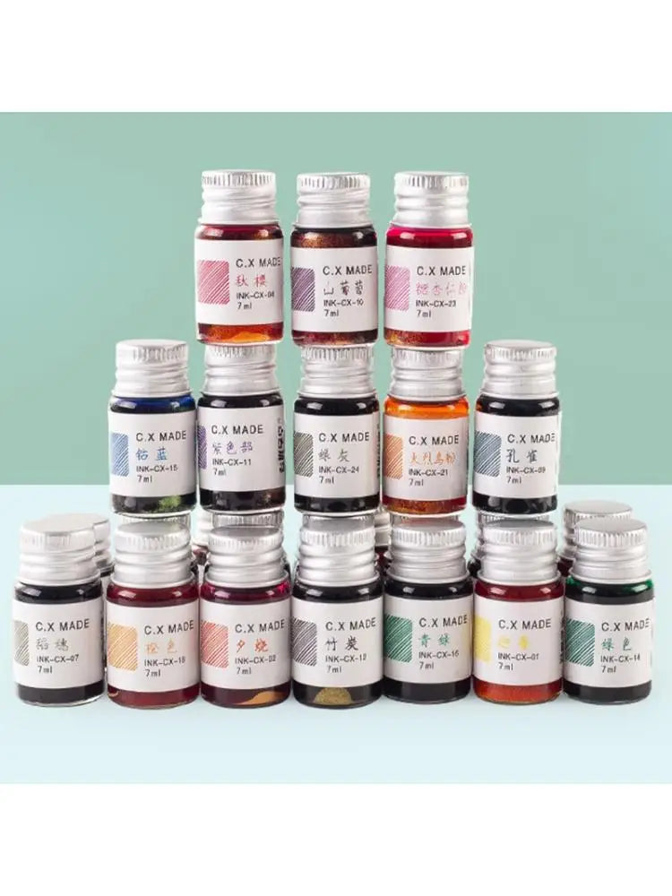 12/24 Colors Gold Powder Ink for Fountain & Dip Pens – Shimmering Calligraphy & Art Ink