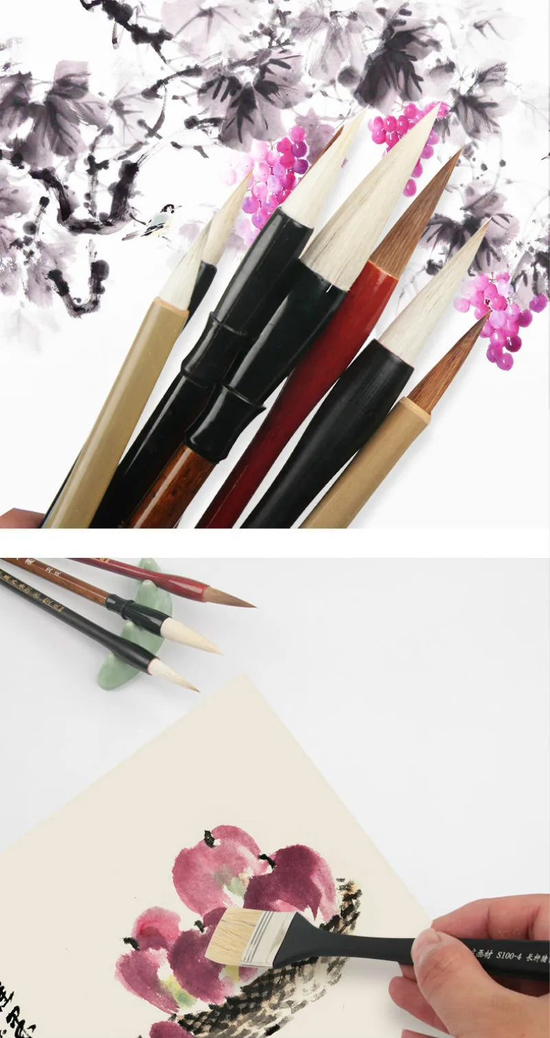 Luxurious 12-Piece Lian Brush Set – Premium Chinese Calligraphy & Ink Painting Brushes