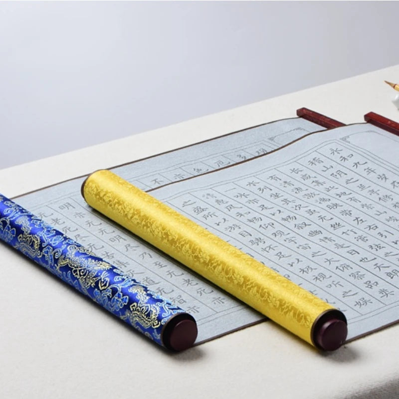 Chinese Calligraphy Paper Roll: Script Brush Water Writing Chinese Classics Heart Sutra and Lan Ting Xu Calligraphy Copybook