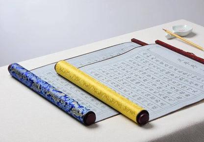 Chinese Calligraphy Paper Roll: Script Brush Water Writing Chinese Classics Heart Sutra and Lan Ting Xu Calligraphy Copybook