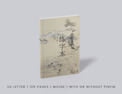 With or Without Pinyin | Mi Zi Ge Chinese Writing Practice Notebook | Chinese Character Learning | Mandarin Character Workbook | Custom Calligraphy Notebook | Japanese